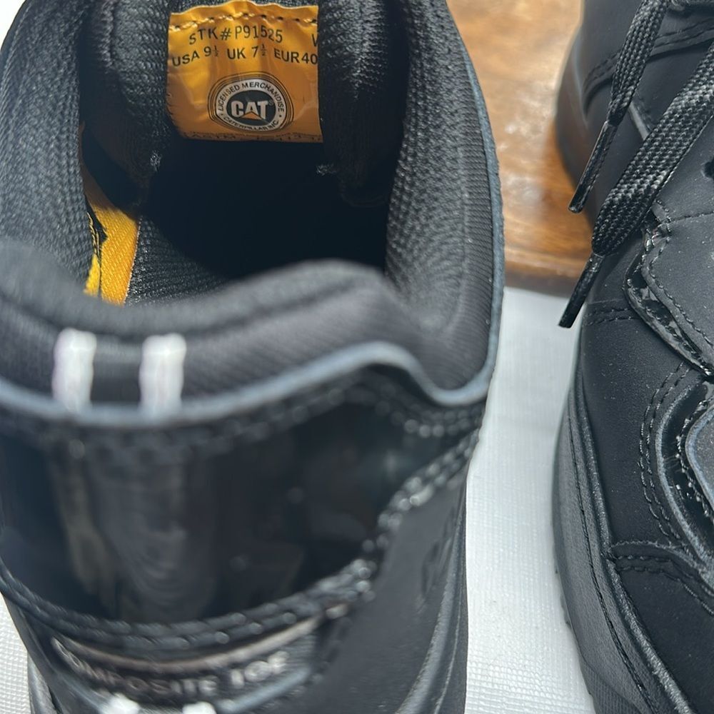 CAT Shoes Wm 9.5 Black Lace up Safety Comp Toe Sneakers Slip Oil Resistant - Picture 14 of 14